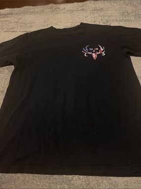 4/$15 Black Short-Sleeve Crewneck T-Shirt with Small Color Accent